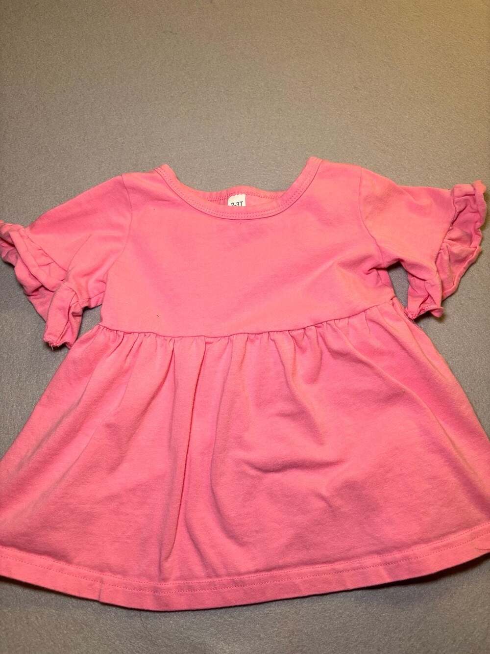 Unbranded Toddler Girls Ruffle Short Sleeve Peplum Tunic Top Size 2-3T Pink